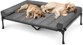Veehoo Cooling Elevated Dog Bed Add Removable Waterproof Bolster Cushion Mat, Raised Pet Cot with Breathable Teslin Mesh, No-Slip Feet, Dog Sofa Bed for Indoor Outdoor, XXLarge, Black Silver