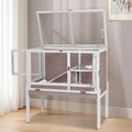 Wooden Guinea Pig Cages Indoor,Two-Story Wooden Rabbit Cage Hutch with Removable Stand and Pull Out Tray, Small Animals Cage Habitat with Ramp and Plastic Mesh(Brown&White)