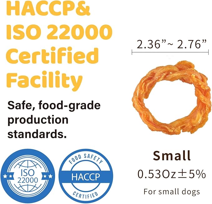 iPaw 10 Pcs Value Pack Turkey Tendons for Dogs, Single Protein, Hypoallergenic, All Natural Human Grade Puppy Chew, Rawhide Alternative Dog Treats, Ring (Small)