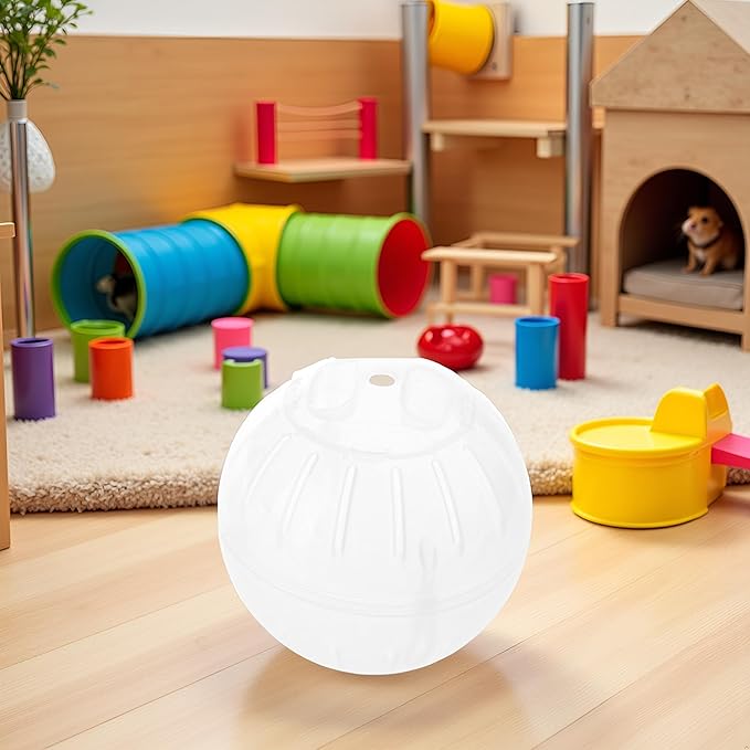 White-Transparent Silent Exercise Ball,Plastic Spinner Hamster Running for Sugar Gliders Small Mice Gerbils Hamster,Exercise Ball Small Animals,Diameter 10 cm