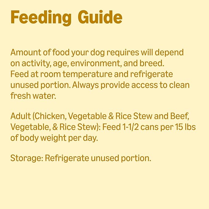 Amazon Basics Wet Dog Food, Stew Variety Pack, Beef Vegetables Rice & Chicken Vegetables Rice, 12.5oz can, (6 cans of Each Flavor, 12 cans in Total)