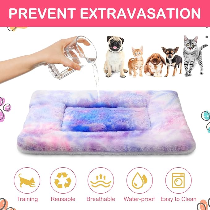Haull 4 Pcs Waterproof Guinea Pig Bedding Guinea Pig Bed Plush Cage Liners Soft Rabbit Dog Crate Pad Cat Mat Reversible Cozy Animal Pee Pad Hamster Bunny Mat Accessory(Tie Dyed,13 x 18.5 Inch)