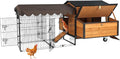 Large Chicken Coop for 6-8 Chickens, Mobile Chicken Tractor with Wheels and Sturdy Metal Frame, Nesting Box and Pull-Out Tray, Weatherproof Hen House for Backyard Farm Garden, Easy to Clean & Assemble
