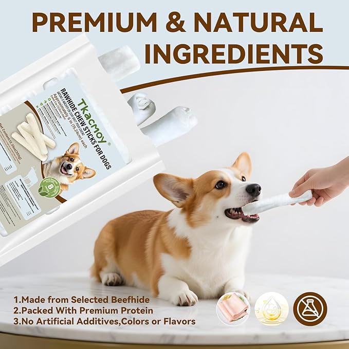Rawhide Rolls for Dogs, Long Lasting Beef Hide Chews- Medium to Large Dogs, All Natural Ingredient Dog Rawhide Bones, Digestible Dog Chew Treats 350g (12.35 Ounce)
