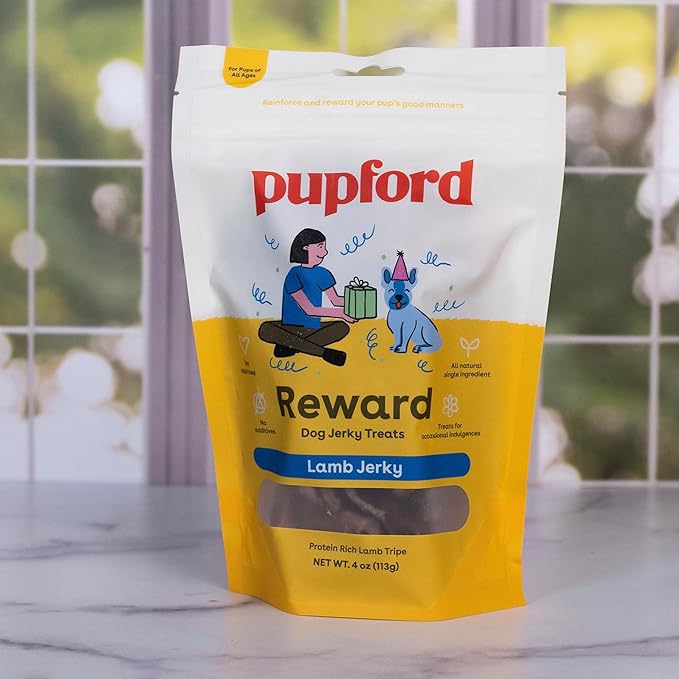 Pupford Crunchy Jerky Treats for Dogs & Puppies, Made in USA, Single Ingredient, No Fillers (Lamb, 7 oz) (Pack of 2)