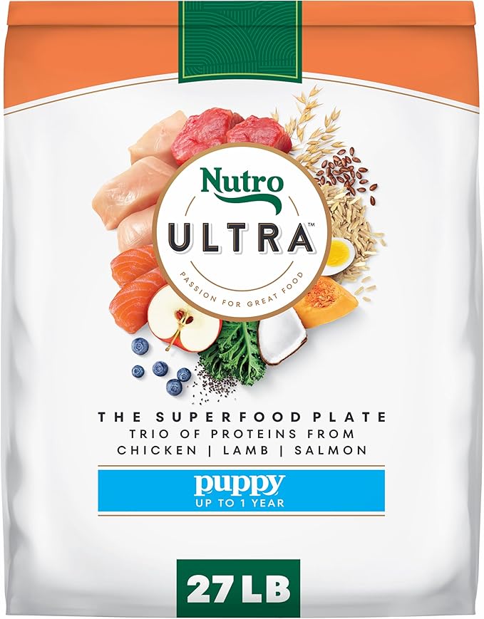 Nutro Ultra High Protein Dry Puppy Food, Chicken, Lamb and Salmon, Dry Dog Food with a Trio of Proteins, 27 lb. Bag