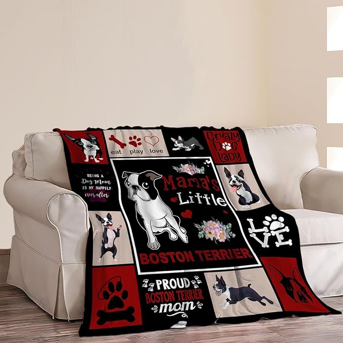 Boston Terrier Blanket Boston Terrier Gifts Throw Blankets Cozy Fleece Flannel Blanket Soft Warm Plush Lightweight Blanket Dog Gift for Couch Sofa Bed for Women Girls 50"X60"