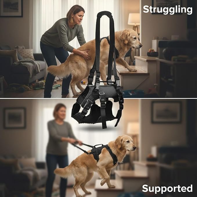 XL Dog Support Sling, Full Body Lift Harness for Large Dogs, Adjustable Handle Recovery Vest, Mobility Aid for Senior/Handicapped Dogs
