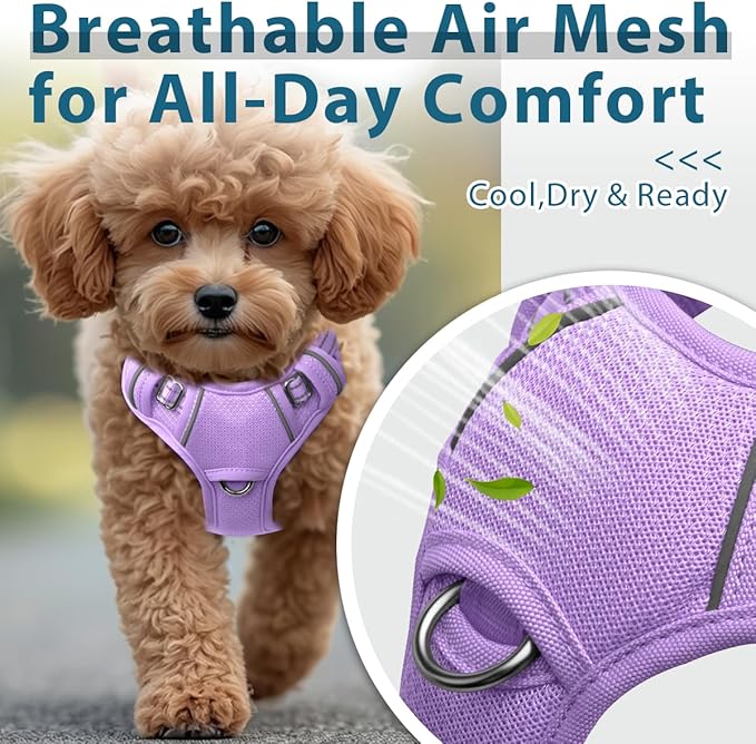 BARKBAY Dog Harness No Pull with ID Tag Pocket - Heavy Duty, Reflective, Easy Control for Large Dogs(Violet Purple,S)