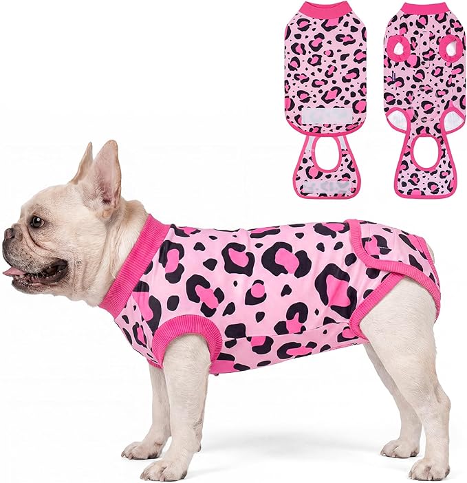 cyeollo Dog Recovery Suit Female, Breathable Surgery Suit for Dogs Female After Spayed, Soft Surgical Body Suit Dog Onesie, E-Collar & Cone Alternative, Anti-Licking Wound Surgery Clothes, Leopard L