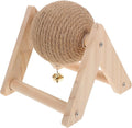 POPETPOP Rabbit Scratching Globe Toy - Natural Wood Sisal Kitten Scratch Ball with Bell Toy, Rabbit Scratching Toy for Indoor Cats, Rabbits Small Animals, Chewing and Grinding Toy