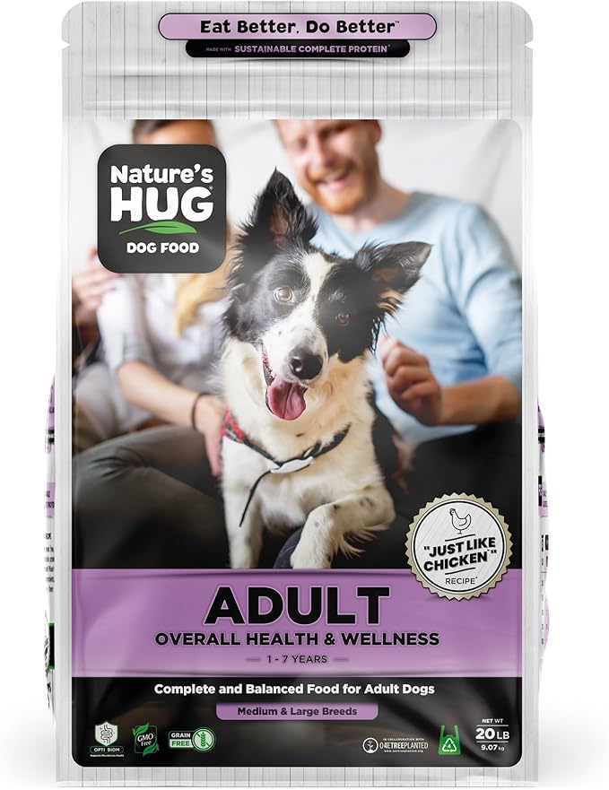 Nature's HUG Hypoallergenic Dry Dog Food for Adult Medium & Large Breeds – Complete & Balanced Nutrition, Sensitive Stomach Support, High-Protein, Grain Free – 20lb