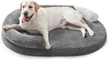 JOEJOY Orthopedic Dog Beds Large Sized Dog, Washable Waterproof Oval Large Dog Bed with Removable Cover, Big Egg-Crate Memory Foam Pet Bed with Bolster Sides & Non-Skid Bottom, Dark Grey, 36''x27''