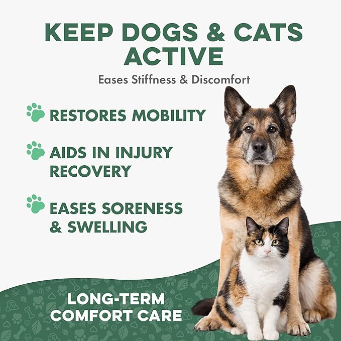 Walk-Easy Cat & Dog Pain Relief & Mobility Aid – Natural Hip & Joint Support for Injured or Senior Pets – Gentle Pain Reliever for Limping and ACL Tears – 400 Tiny Pills