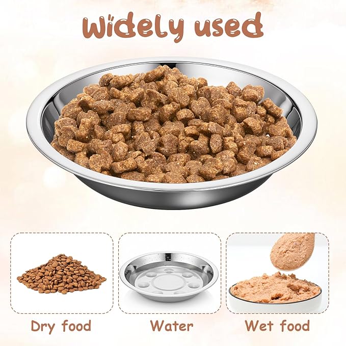 Giantree 24 Pcs Shallow Wide Stainless Steel Cat Bowls, Whisker Fatigue Relief Metal Pet Dishes Cat Food Feeding Plates Replacement for Small Dogs Cats and Other Small Animals