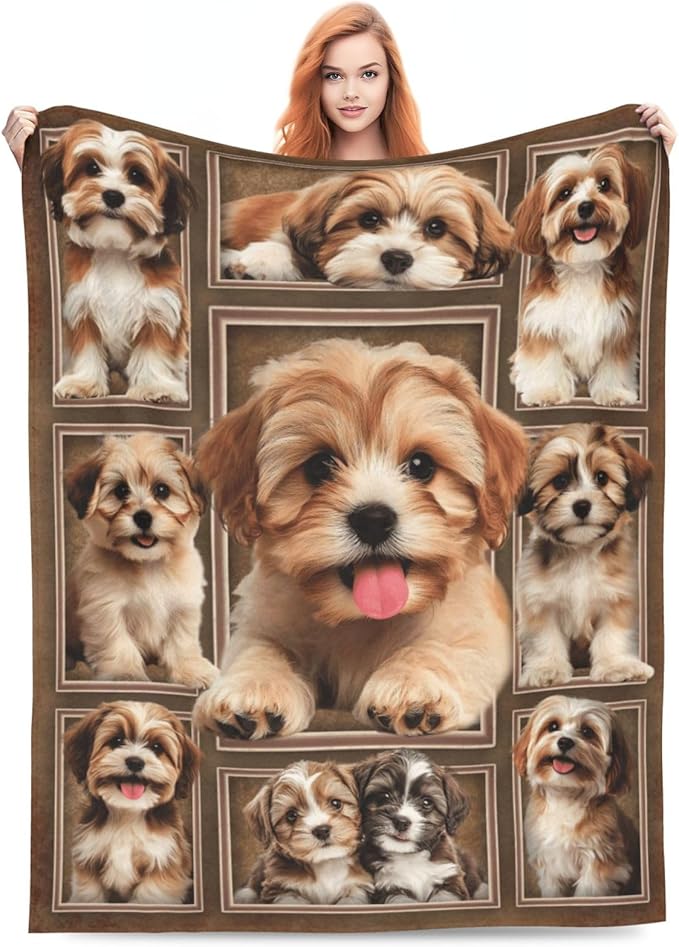 Havanese Gifts, Dog Throw Blanket, Havanese Stuff Animal for Women Boys Girls Men Lover Adult Cozy Fleece Flannel Bedding Plush for Couch Sofa Bed Decor 60"X50"