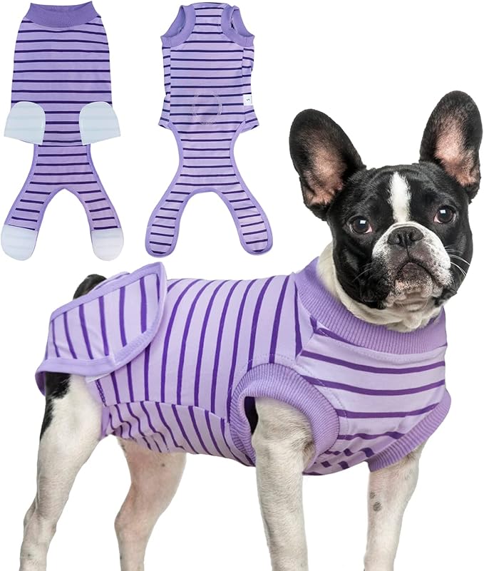 Dog Recovery Suit, Surgical Recovery Suit for Male Female Dogs Cats Spayed Onesie After Surgery, Dog Post Surgery Suit Anti Licking & Biting Surgical Shirt with Pee Hole，Purple XX-Large