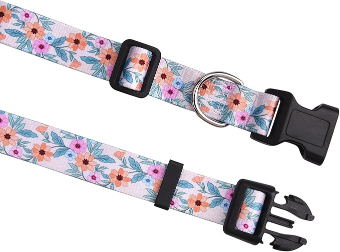 Dog Collar for Large Dogs, Soft Comfy Pet Collar for Small Medium Large Dogs, Leopard Pattern for Boy Girl Puppy Dogs(Flower Vine Pink,L)