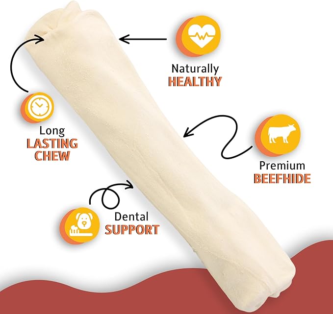Canine Chews 10-11" MEGA Retriever Rolls (2 Pack) Natural Rawhide for Big Dogs - Long-Lasting Dog Chew Treats for Aggressive Chewers - Odor-Free - Extra-Large