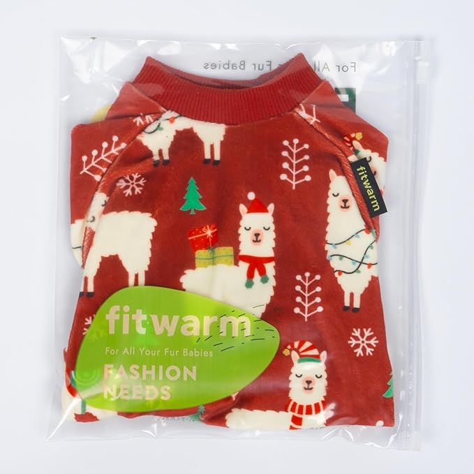 Fitwarm Christmas Alpaca Dog Pajamas, Christmas Clothes for Small Dogs Boy Girl, Holiday Pet Outfit, Red, Green, White, XXL