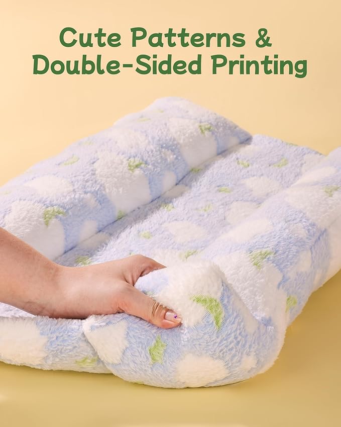 16 * 14in Rabbit Bed Thickened Soft Bunny Bed, Cuddle Cushion Plush Mat with Cotton Lounger Pillows, Small Pet Flop Mat for Cage Sleeping Indoor