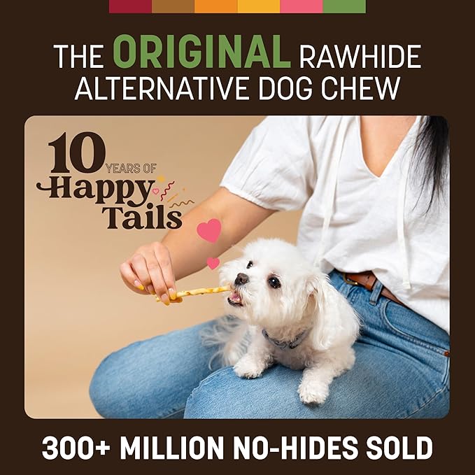 Earth Animal No Hide Stix - Long Lasting Rawhide Free Small Dog Chews Sticks, Pork - 20 Count Value Pack