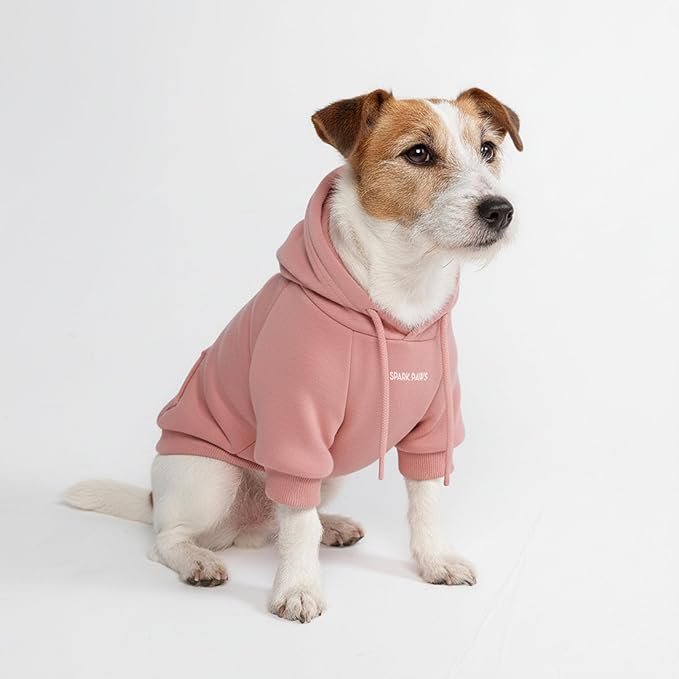 Spark Paws Dog Hoodie – Premium Dog Sweater for Small, Medium, and Large Dogs | Warm Outfits for French Bulldogs, Pitbull, Puppy, Winter Jacket Alternative - Dusty Pink - L