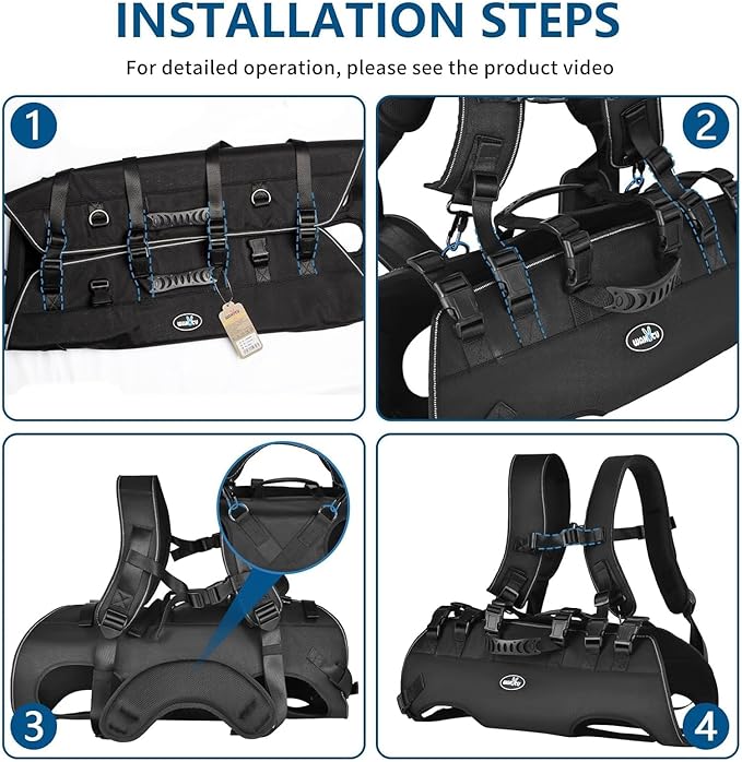 Wakytu Dog Lift Harness Sling Carrier for Dogs Hind Leg Stair Support Old, Disabled, Joint Injuries, Arthritis, Large Dogs Up and Down Stairs, Cars(33-66 LBS)