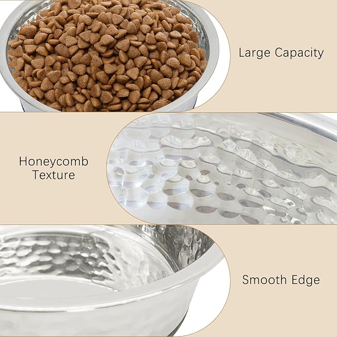 kathson Stainless Steel Dog Bowls 3 PCS Durable Dog Bowls with Rubber Non-Slip Base Cat Dishes for Water and Food Dishwasher Safe for Feeding Small/Medium/Large Sized Pets(8.7in)