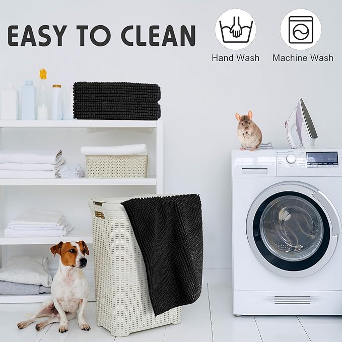 Amylove 4 Pcs Guinea Pig Cage Liner Washable Fleece Pee Pads Pet Dog Cat Bedding Training Mat for Small Animal Guinea Pig Puppy Bunny Hamster(16 x 24 Inch,Rectangular,Black)