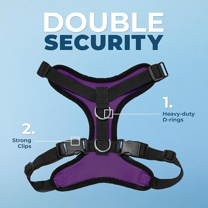 Best Pet Supplies Voyager Step-in Lock Pet Harness w Reflective Pet Leash Combo Set with Neoprene Handle 5ft - Supports Small, Medium and Large Breed Puppies/Cats - Purple/Black Trim Set, S