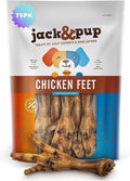 Jack&Pup Dried Chicken Feet Dog Treats | 100% Natural, Fully Digestible, Dehydrated Chicken Feet for Dogs High Protein, Joint Support (75 Pack) Economical Alternative to Duck Foot and Pig Ears