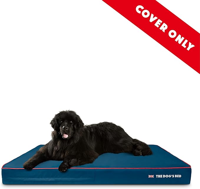 The Dog’s Bed Replacement Outer Cover, Oxford Fabric, Blue with Red Trim & UK Flag, XXXL, 6-Inch