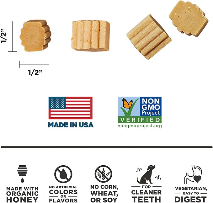 Hive Bites Training Treats for Dogs – Peanut Flavor – Small Reward Treats Made with Ground Peanuts & Honey – Vegetarian, No Grain or Soy – 6 oz