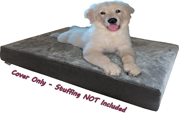 Dogbed4less DIY Pet Bed Pillow Grey Microsuede Duvet Cover and Waterproof Internal Case for Dog and Cat at 35X20X4 Inch - Covers only