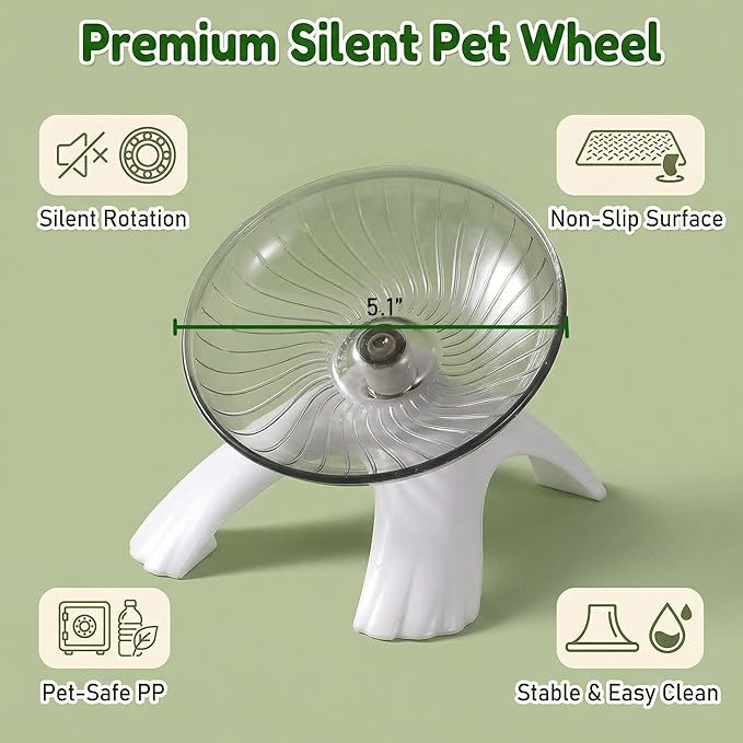 Silent Hermit Crab Running Wheel Toy, Hamster Exercise Wheel, Small Animal Climbing Toy for Gecko, Jumping Spider, Rats and Hermit Crabs Cage & Tank Accessory (Diameter 5.2")