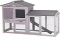 Aivituvin Rabbit Hutch Indoor Bunny Cage Outdoor Chicken Coop Rabbit House Bunny Hutch with Deeper Plastic Tray (Grey02 -one Set)