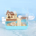 Hamster Cage Acrylic Hamster Habitats 360°Panoramic View Small Animal Cage for Rat Mice Dwarf Hamster, Gerbils, 13.3" L x 10.2" W x 12.4" H Hamster House with Water Bottle, Wheel, Hideout, Platform