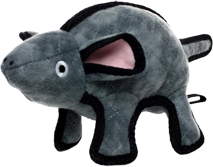 TUFFY - World's Tuffest Soft Dog Toy -Barnyard- Multiple Layers. Made Durable, Strong & Tough. Interactive Play (Tug, Toss & Fetch). Machine Washable & Floats. (Gray Mouse, Large 2 Pack)