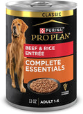 Purina Pro Plan Complete Essentials Classic Pate Dog Food, Beef and Rice Entrée - (Pack of 12) 13 oz. Cans