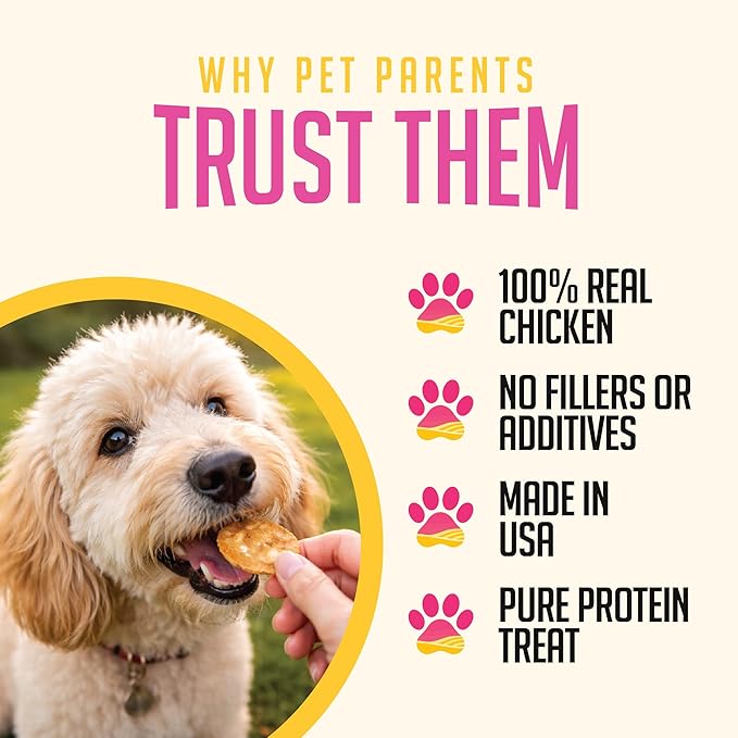 sitstay Chicken Chips Dog Treats, Single Ingredient Dog Treat, High Protein, Low Fat, Grain Free Chicken Chips for Dogs for Training, Rewards and Sensitive Stomachs - Made in USA - 12 oz