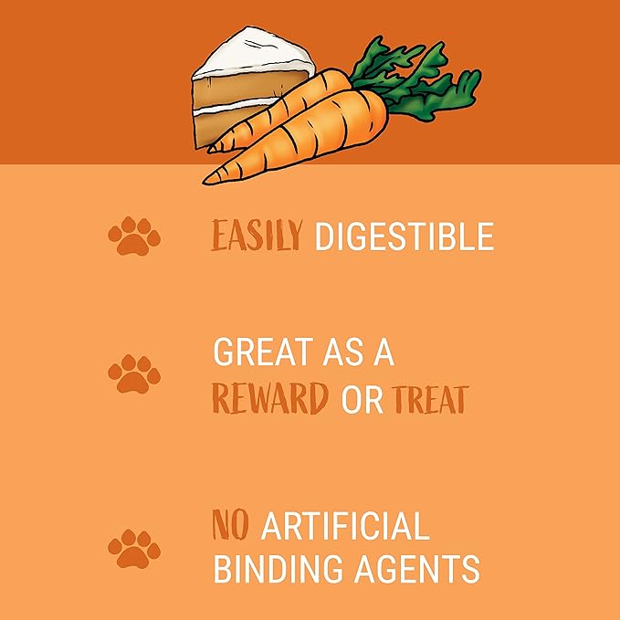 Carrot Cake Cookies|Lactose Free - Soy Free - Gluten Free - Wheat Free | USA Made | for All Breeds | 14 oz of All Natural, Baked, Crunchy Goodness
