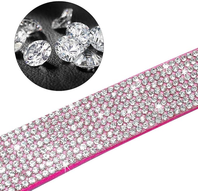 Cute Dazzling Sparkling Elegant Fancy Soft Suede Leather Bling Rhinestone Crystal Jeweled Pet Cat Dog Puppy Collar Dog Leash Combo Set(Red,XXS)