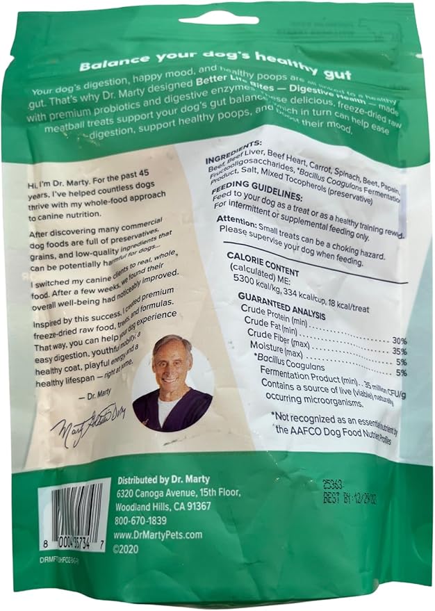 Dr. Marty Better Life Bites Digestive Health Dog Treats 3.5 oz