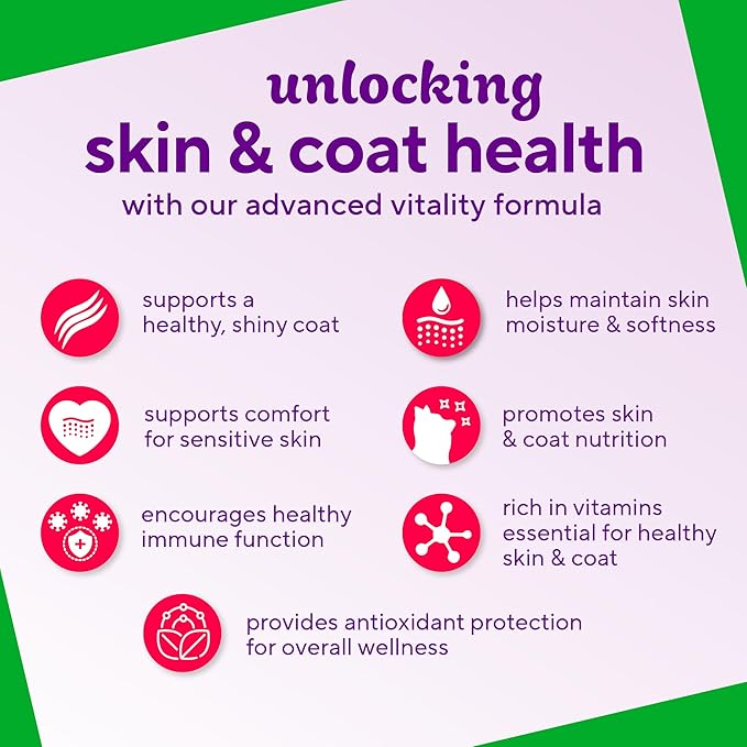 VitaFusion for Dogs Skin & Coat Supplement, Omega 3 Salmon Oil & Vitamin E – Supports Healthy Skin, Shiny Coat & Moisture Balance, Vet Formulated 120 Chews.