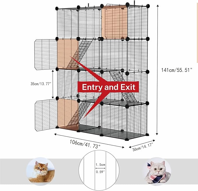 STILLCOVE Cat Cage Indoor, Big Wire Cat Cage Kennels Enclosures DIY Playpen Crates, Pet Pen C&C Cage for Multiple Cats Kittens Rabbits Bunny Ferrets Chinchilla and Small Animals