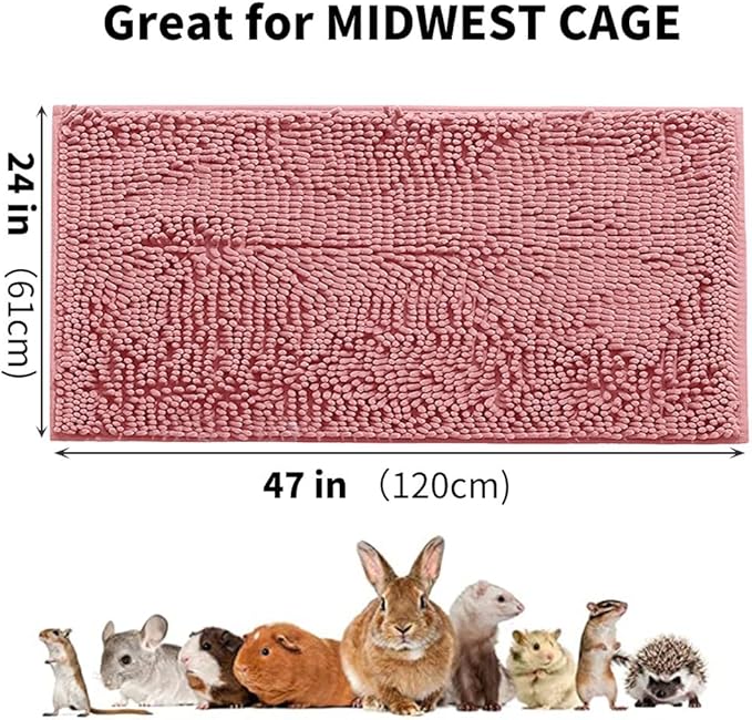 Oncpcare 47x24 Guinea Pig Cage Liner Fleece Guinea Pig Bed House Pad Winter Warm Squirrel Hedgehog Rabbit Chinchilla Bed Mat Hamster Rat Cage Accessories, (Pink)