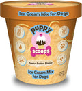 Puppy Scoops Dog Ice Cream Mix (Peanut Butter Flavor), 4.65 oz - Just Add Water and Freeze at Home, Powder Mix with Ice Cream Cup and Reusable Lid - Made in USA