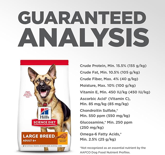 Hill's Science Diet Adult 6+ Large Breed Dry Dog Food, Chicken, 33 lb. Bag