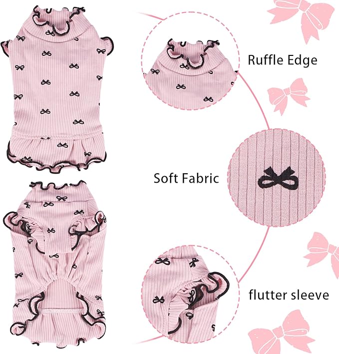 Small Dog Clothes Extra Small Dogs Spring Summer Dress Cute Soft and Breathable Outfits for Female Chihuahua Shih Tzu Yorkshire Puppy Cats (Pink Dress, XX-Small)